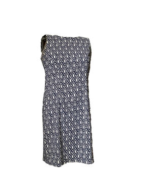 Mario Serrani Italy navy blue and white geometric pattern dress size 8